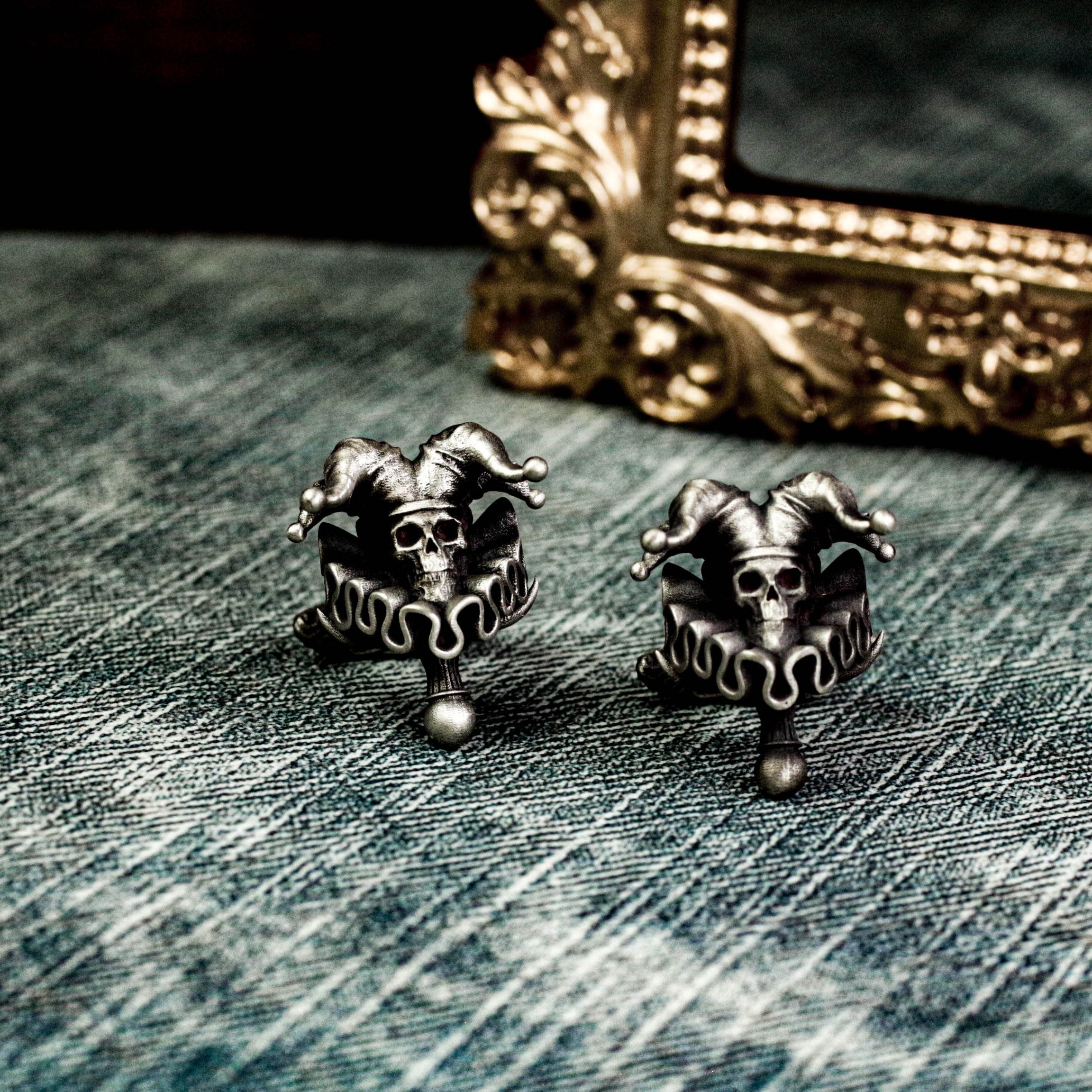 Antique Silver Ornate Theatrical Jester Bell Skull Cufflinks - Etsy