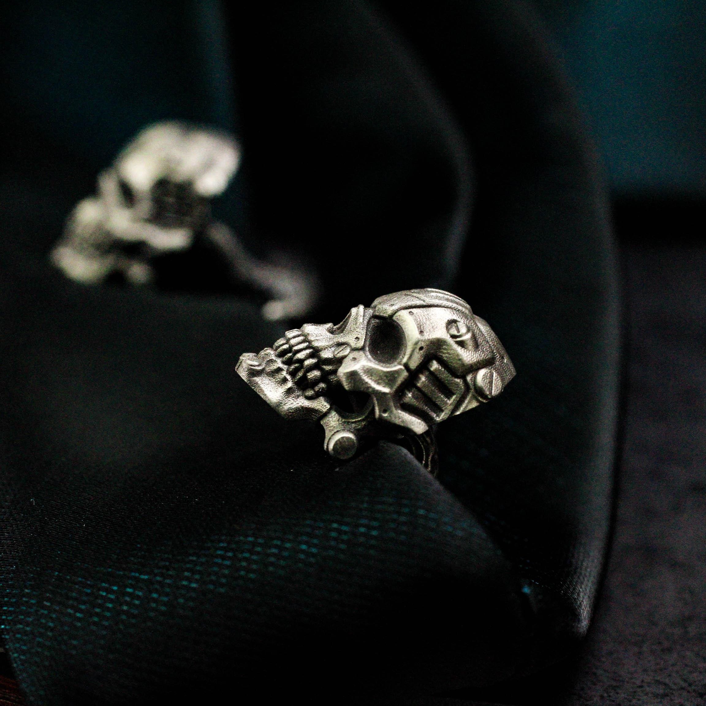 Cyber Skull Cufflinks - 925 Silver Handmade Terminator Style