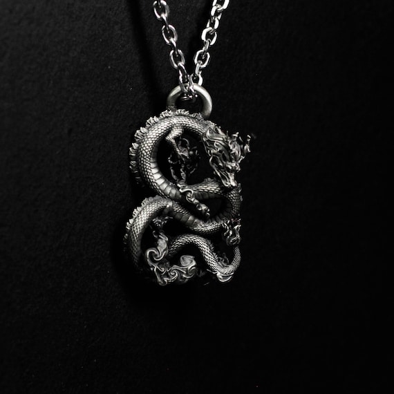 Chinese Dragon Pendant - Handmade 925 Silver Oriental Dragon