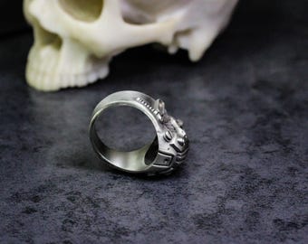 サイバースカルリング - ハンドメイド925シルバー製ターミネーター