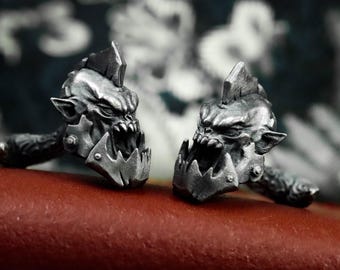 925 Silver Demon Head Cufflinks – Gothic Orc Warrior Jewelry - Etsy