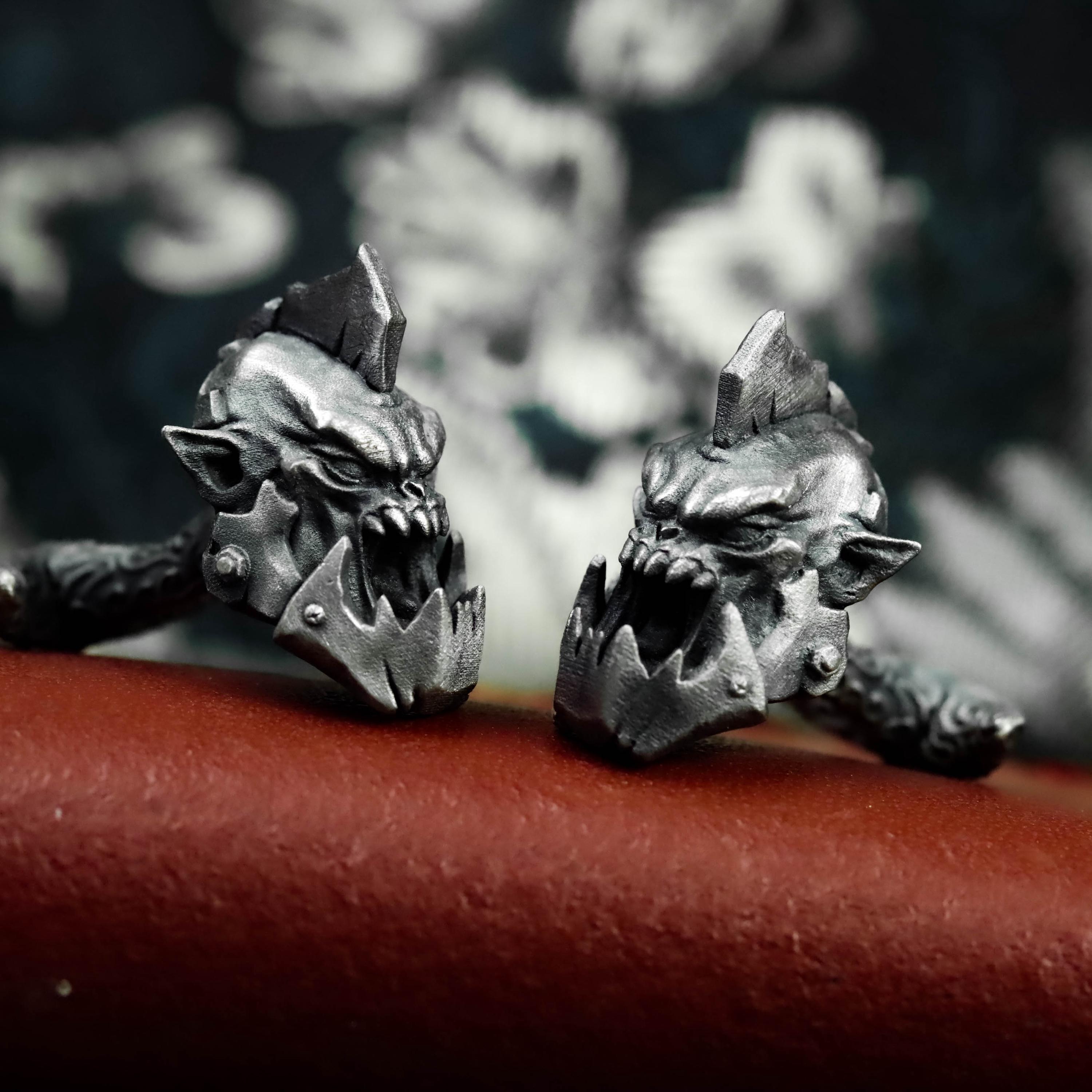 925 Silver Demon Head Cufflinks – Gothic Orc Warrior Jewelry - Etsy