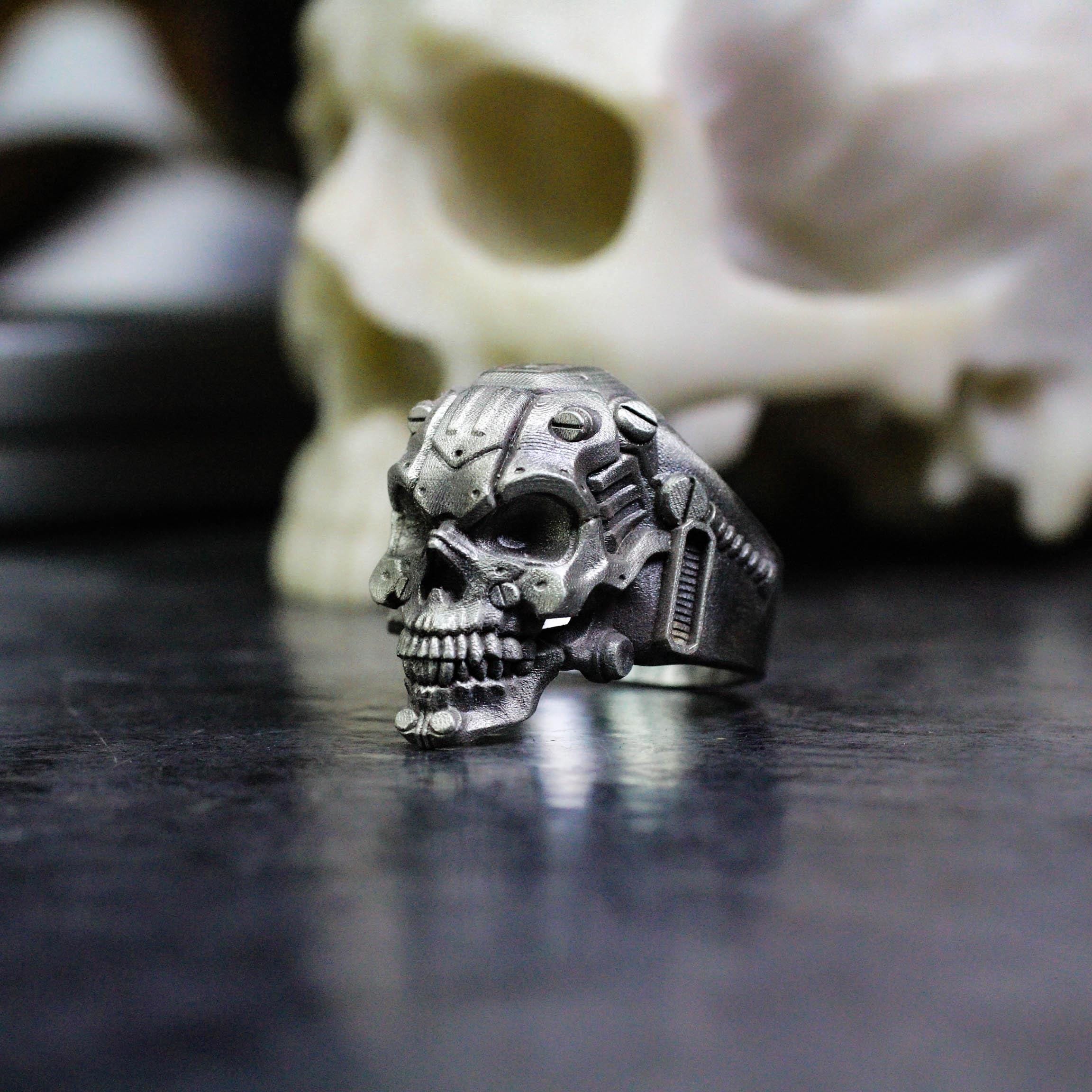 Termintor Rings Cyber Skull Ring - Handmade 925 Silver Terminator-style Gothic Ring - Etsy