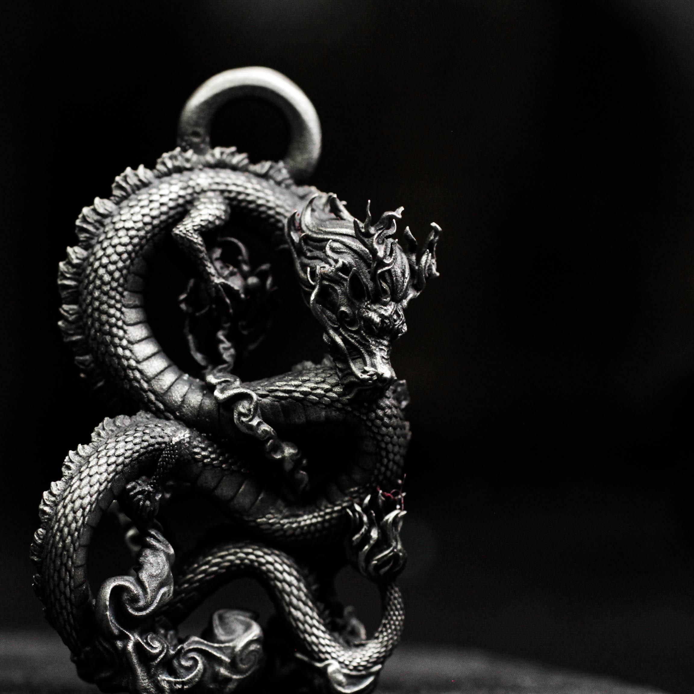 Chinese Dragon Pendant - Handmade 925 Silver Oriental Dragon