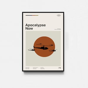 Póster de Apocalipsis ahora, póster de película, póster de cine, arte de mediados de siglo, arte minimalista, póster retro, póster vintage, decoración del hogar
