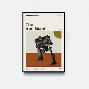 Poster del gigante di ferro, stampa del gigante di ferro, arte di metà secolo, arte minimalista, poster retrò, poster vintage, arredamento per la casa