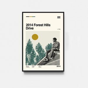 J Cole - 2014 Forest Hills Drive Poster, Musik Album Poster, Midcentury Art, minimalistische Kunst, Retro Poster, Geschenke für ihn