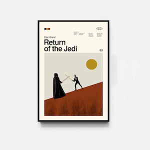 El Retorno del Jedi - Póster de Star Wars, Impresión de Star Wars, Póster de la serie de televisión, Arte de mediados de siglo, Arte minimalista, Póster retro, Póster vintage