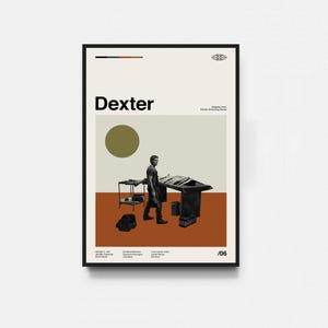 Póster de la película Dexter, impresión de Dexter, póster de la película, arte de mediados de siglo, arte minimalista, póster retro, póster vintage, decoración del hogar