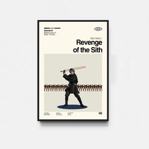 La venganza de los Sith: póster de Star Wars, impresión de Star Wars, póster de la serie de televisión, arte de mediados de siglo, arte minimalista, póster retro, póster vintage