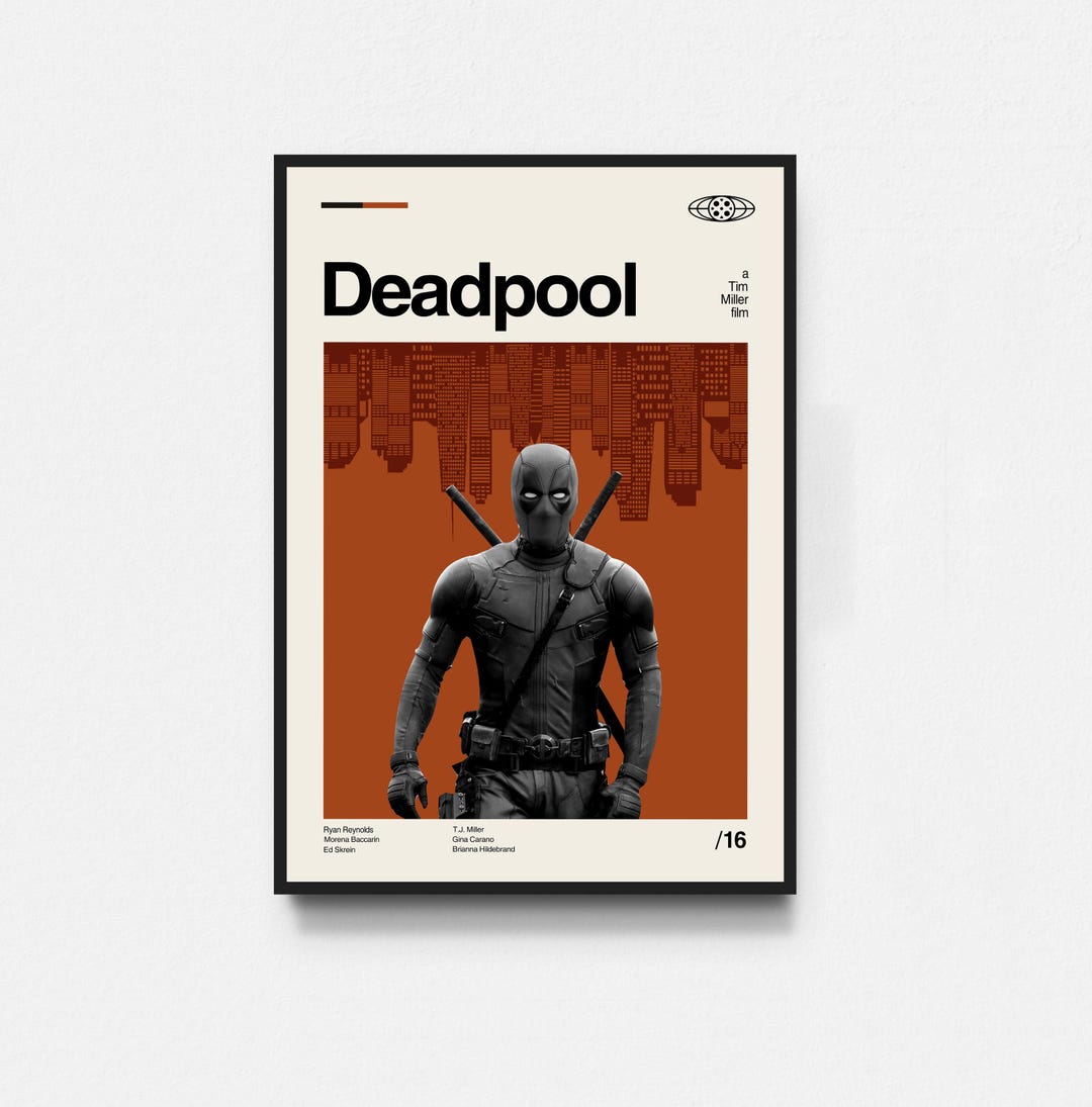 Deadpool Movie Poster, Deadpool Poster, Film Poster, Midcentury Art ...