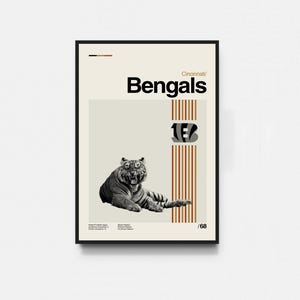 Cincinnati Bengals Poster, Bengals Poster, Filmposter, Midcentury Kunst, minimalistische Kunst, Retro Poster, Vintage Poster, Wanddekoration
