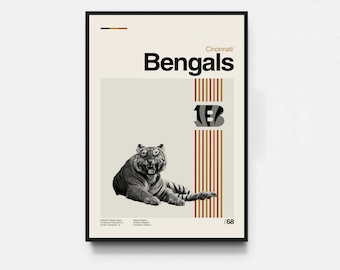 Cincinnati Bengals Poster, Bengals Poster, Movie Poster, Midcentury Art, Minimalist Art, Retro Poster, Vintage Poster, Wall Decor
