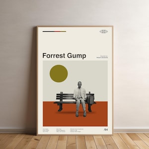 Forest Gump Poster, Forest Gump Filmplakat, Midcentury Kunst, minimalistische Kunst, Retro Plakat, Vintage Plakat, Wohnkultur
