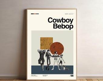 Cowboy Bebop Poster, Cowboy Bebop Print, Movie Poster, Midcentury Art, Minimalist Art, Retro Poster, Vintage Poster, Wall Decor