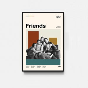 Poster della serie TV Friends, stampa Friends, poster del film, arte di metà secolo, arte minimalista, poster retrò, poster vintage, arredamento per la casa