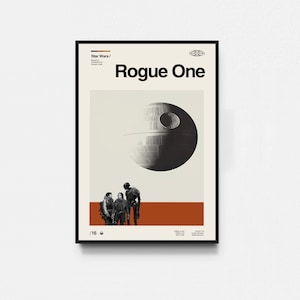 Rogue One - Póster de Star Wars, Impresión de Star Wars, Póster de la serie de televisión, Arte de mediados de siglo, Arte minimalista, Póster retro, Póster vintage