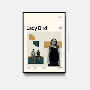 Póster de la película Lady Bird, impresión de Lady Bird, póster de película, arte de mediados de siglo, arte minimalista, póster retro, póster vintage, decoración del hogar
