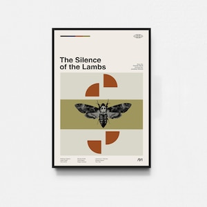 The Silence of the Lambs Poster, Horror Poster, Movie Poster, Midcentury Art, Minimalist Art, Retro Poster, Vintage Poster, Home Decor