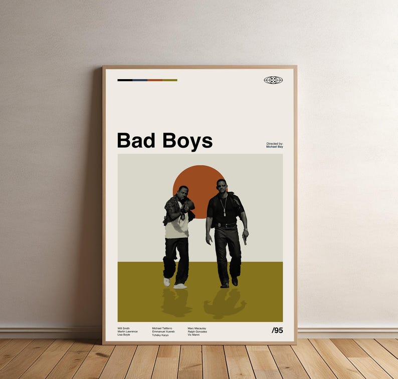 Cartaz do filme Bad Boys, Impressão de Bad Boys, Cartaz do filme, Arte de meados do século, Arte minimalista, Cartaz retrô, Cartaz vintage, Decoração para casa imagem 2