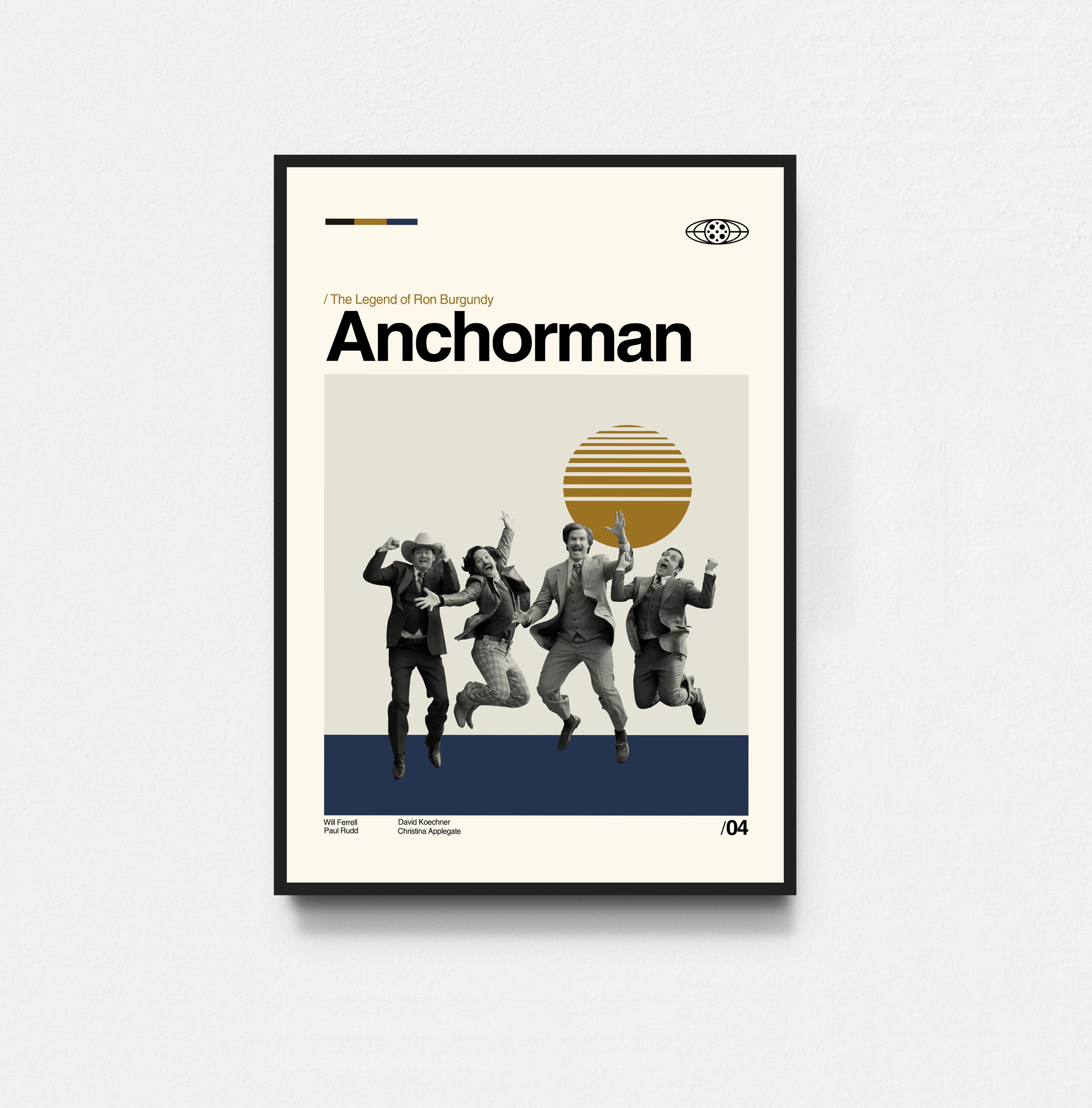 Anchorman The Legend of Ron Burgundy Poster, Anchorman Print, Midcentury Art, Minimalist Art, Retro Poster, Vintage Poster, Wall Decor