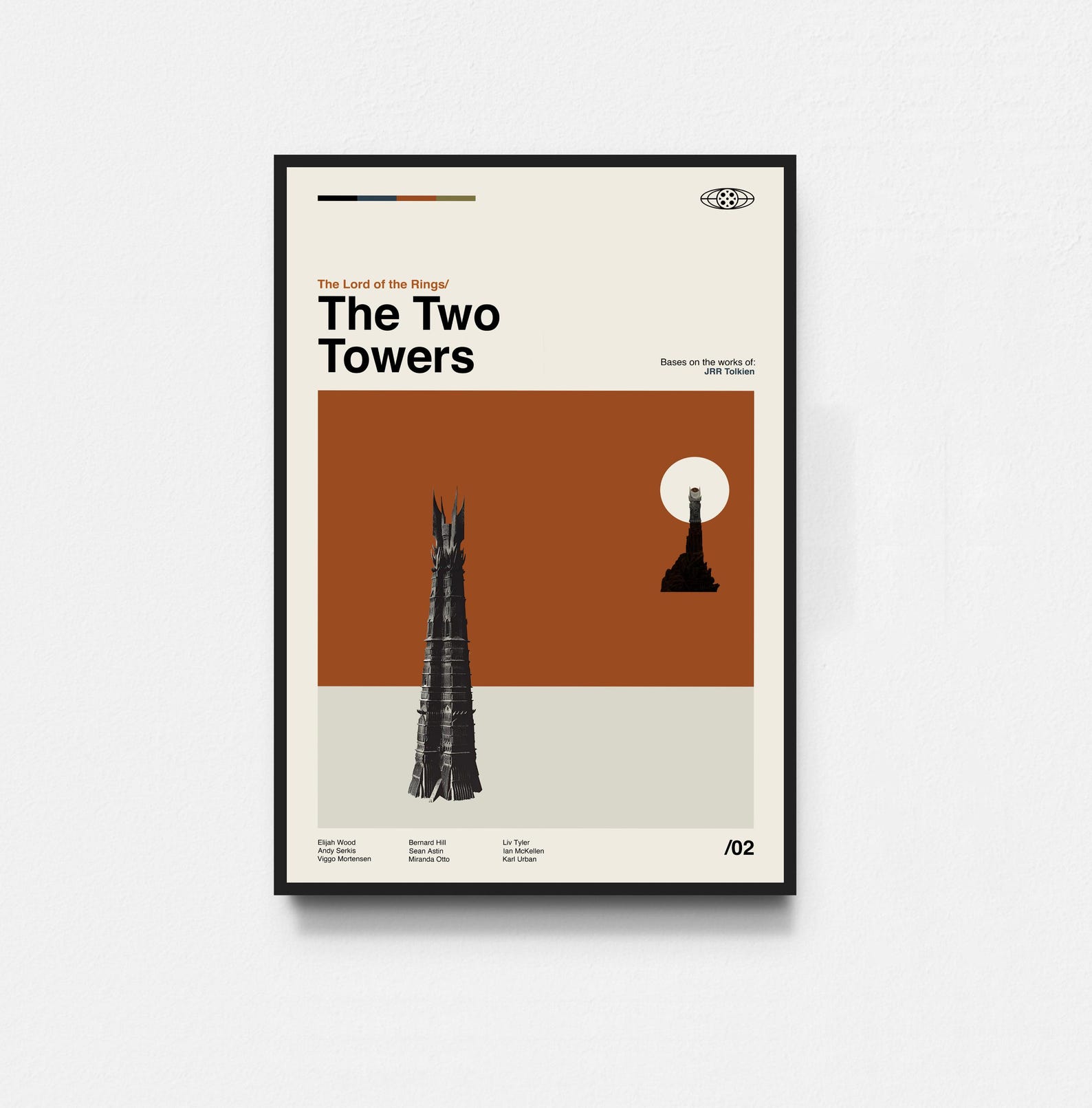 The Two Towers the Lord of the Rings Poster, Midcentury Art, Minimalist