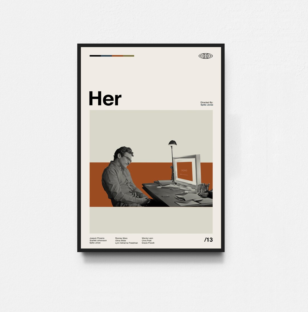 Her Movie Poster, Her Poster, Her Film Poster, Movie Poster, Midcentury ...