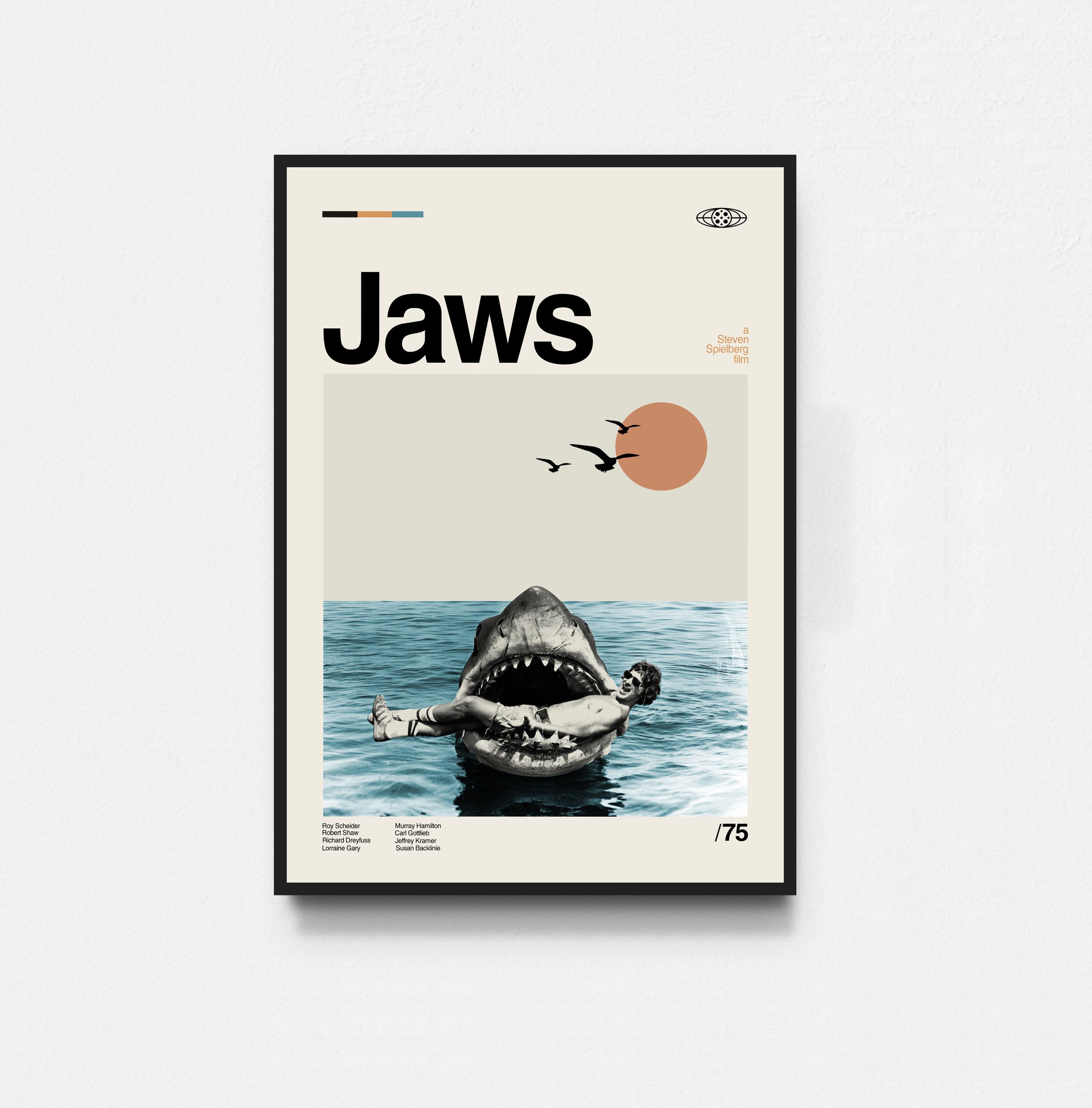 Jaws Movie Poster, Jaws Print, Movie Poster, Midcentury Art, Minimalist Art, Retro Poster, Vintage Poster, Wall Decor, Wall Art