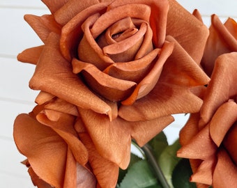 Real touch rose stem /latex roses / rust rose/ terracotta rose/orange rose/ 1 head Per Stem/wedding/wedding flowers/ decor/ artificial rose