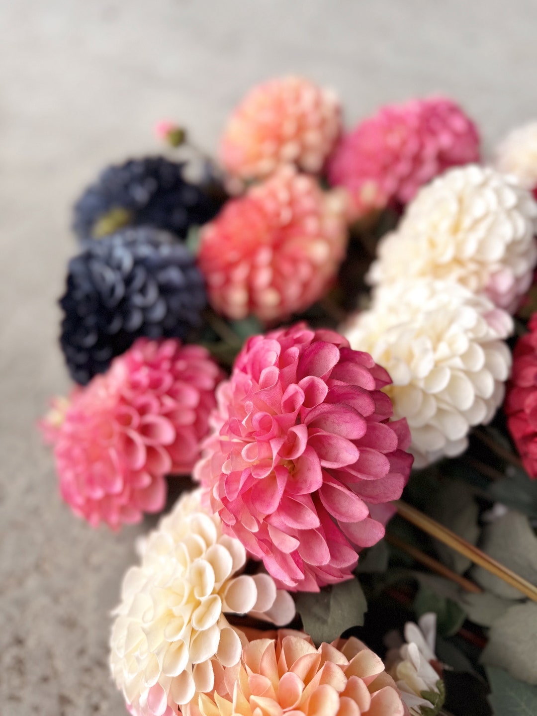 Cream & Pink Color Dahlia Artificial Flower Bunch Set of 2 main image 0