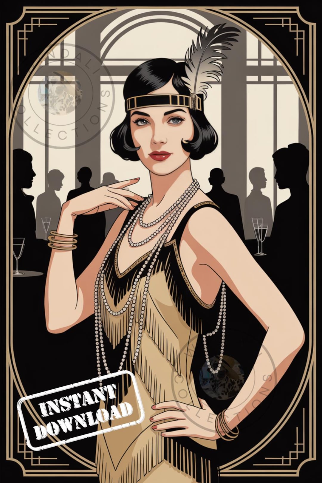 Art Deco Flapper Wall Art, 1920s Vintage Jazz Club Poster, Roaring 20s ...