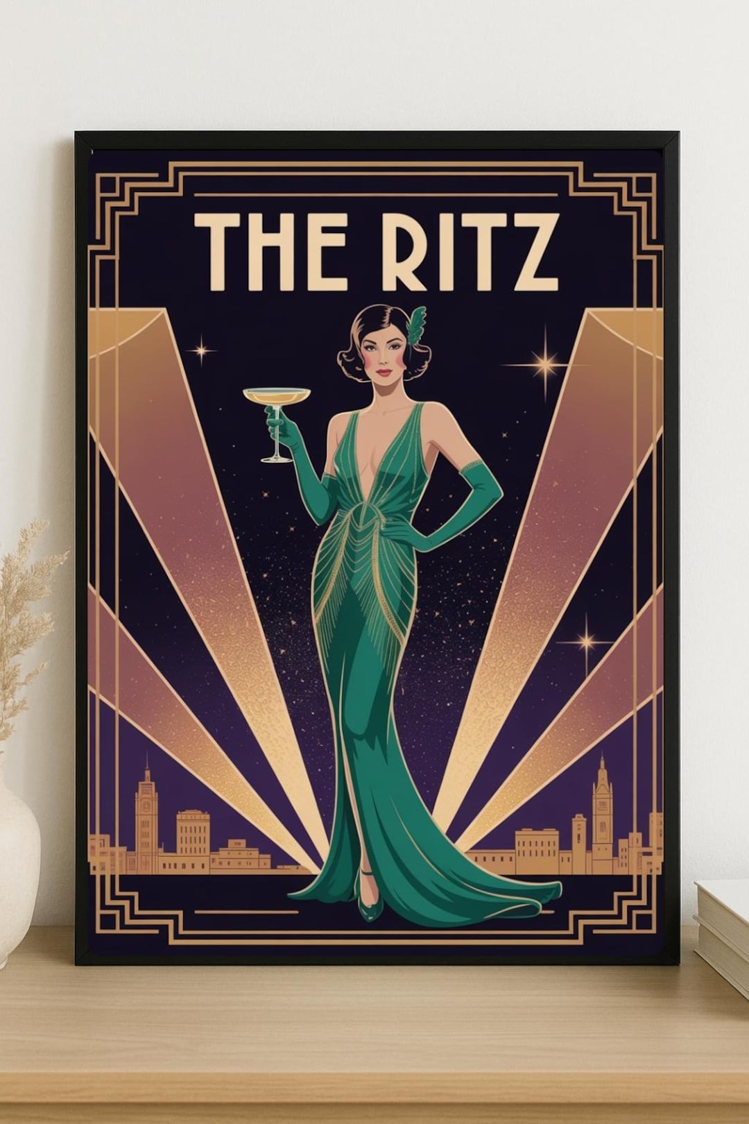 Art Deco the Ritz Poster 1920 Glamour Wall Art Vintage Deco Woman ...