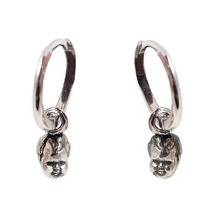 Baby Head Hoop Earrings     huggies silver sterling  clicker gold