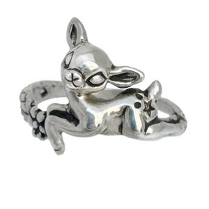 Hoppande Hjort Ring silver fawn kitsch guld