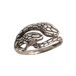 Snake Ring two heads headed silver gold serpent conjoined image 1
