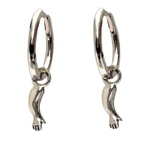 Three Headed Baby Hoop Earrings Large Huggies Silver Sterling Etsy