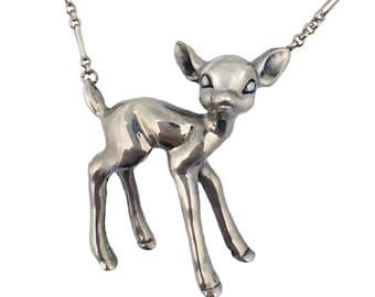 Deer Necklace     fawn bambi jewelry standing