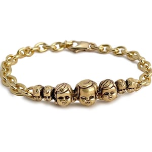 Baby Head Bracelet     gold silver chain link adjustable