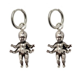 Four Armed Baby Hoop Earrings      huggies silver sterling clicker gold