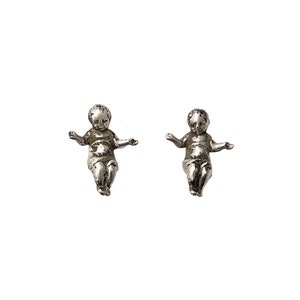 Baby Doll Stud Earrings        silver sterling odd oddity cute weird