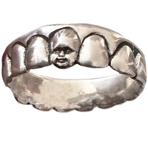 Baby hoofd tand ring mondtanden zilveren sterling pop griezelige tandarts
