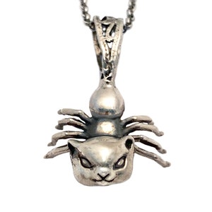 Spider Cat Necklace      silver gold oddity strange jewelry