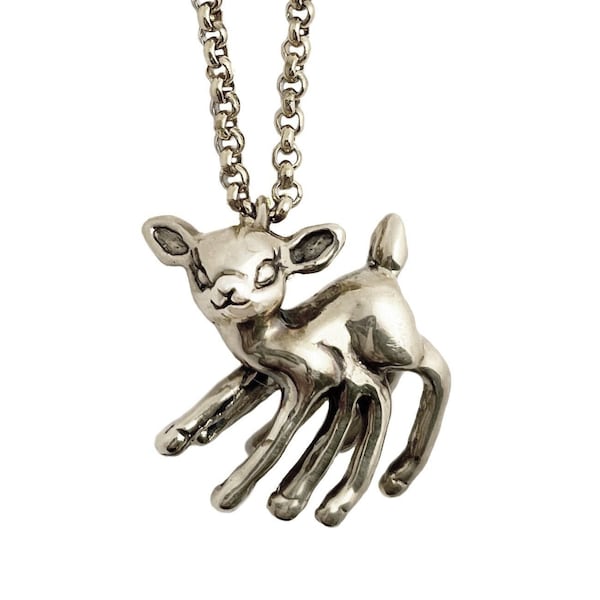 Deer Necklace with 8 legs     eight silver gold oddity strange weird