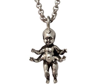 Baby Doll Necklace  silver Oddity Odd gold Arms strange