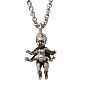 Baby Doll Necklace  silver Oddity Odd gold Arms strange