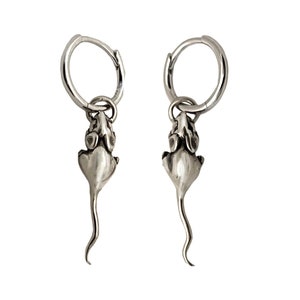 Mouse Rat Hoop Earrings     huggies gold  clicker silver sterling