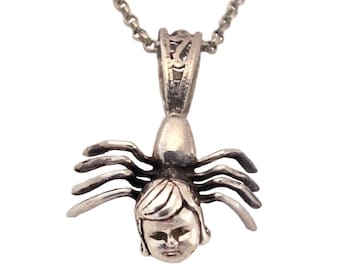 Spider Girl Necklace        silver doll head jewelry