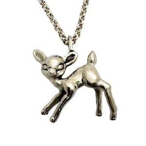 Deer Necklace      fawn bambi charm pendant jewelry silver gold