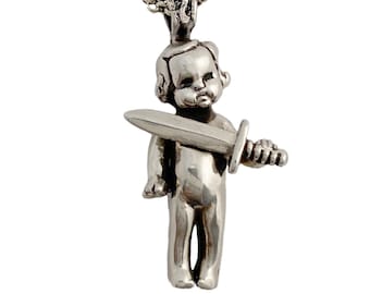 Baby Doll Halskette mit Messer silber Oddity Odd goldstrange