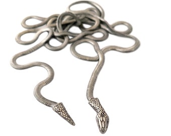 Snake Necklace        Lariat Gold Black silver wrap serpent